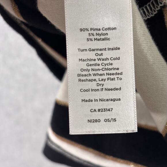 Talbots Shirt Large Cream Gold Metallic Pima Cotton Basic Layer Yacht Sailor - Picture 9 of 9